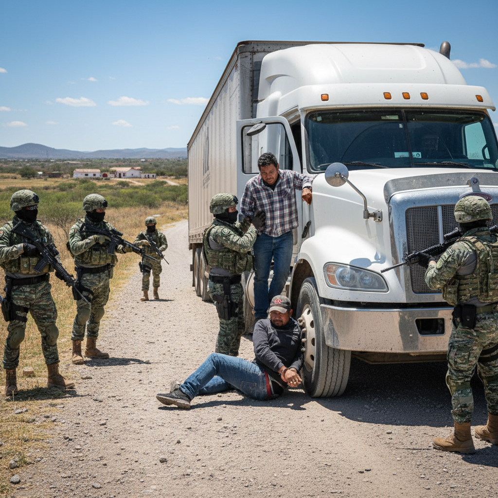 Operativo Exitoso: Rescatan a Chofer de Tráiler y Detienen a Sospechoso en Vallecillo, Nuevo León