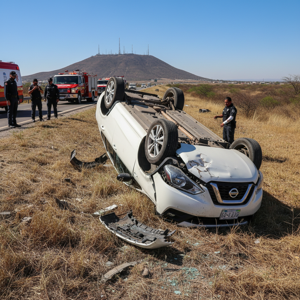 Aparatosa Volcadura en Carretera Vizcaya-Solis Deja Conductor con Golpes Leves
