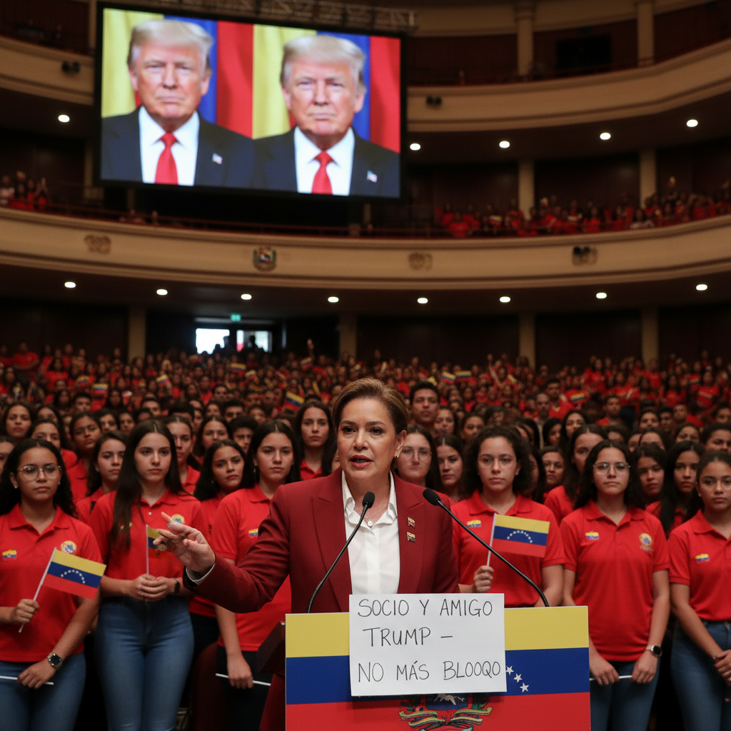 Delcy Rodríguez insta a Trump a levantar el bloqueo contra Venezuela, destacando una ‘nueva agenda de cooperación’