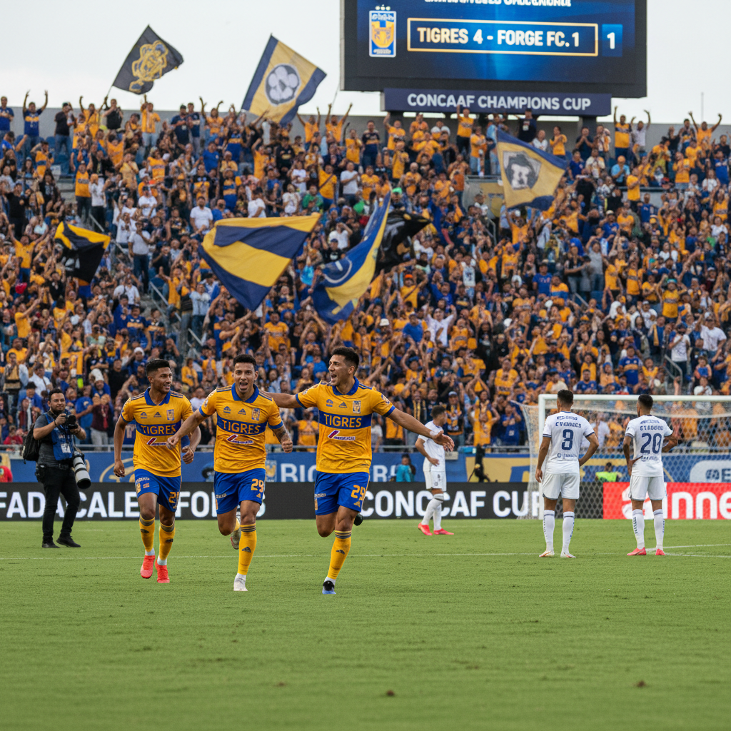 Tigres Avanza en Concachampions con Contundente Victoria y Doblete de Aguirre