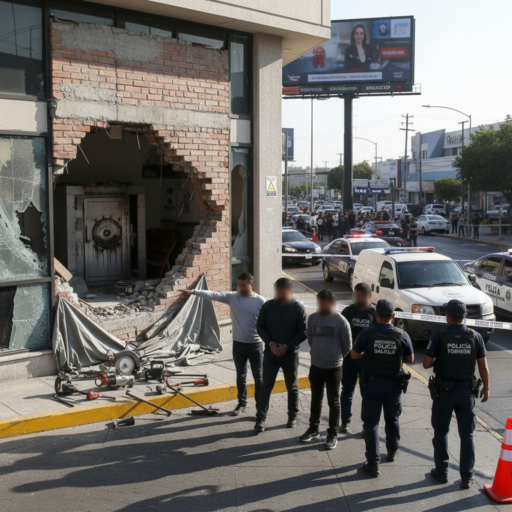 Operativo Conjunto en Saltillo y Torreón Desarticula Presunta Banda Delictiva Tras Intento de Robo Bancario