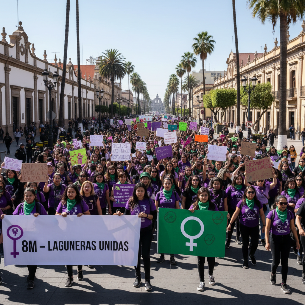 Gran Marcha del 8M en Torreón Concluye con Éxito y Saldo Blanco: 5 Mil Mujeres se Movilizan