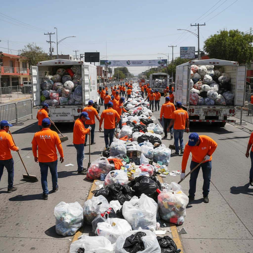 La Ola Recolecta Cinco Toneladas de Basura en la Ruta del Maratón Lala en Torreón