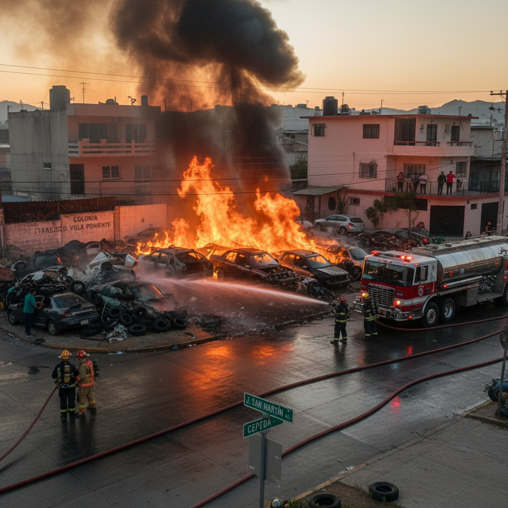 Movilización Urgente: Incendio en Yonke Amenaza Viviendas en Colonia Francisco Villa Poniente