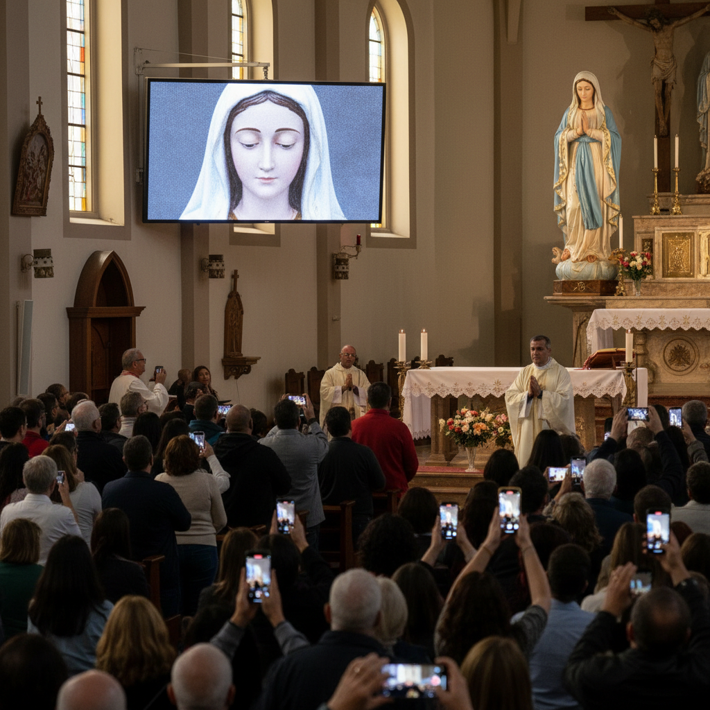 Impactante Video Viral: ¿Milagro o Ilusión? La Virgen que ‘Parpadea’ en Misa Desata Debate en Redes Sociales