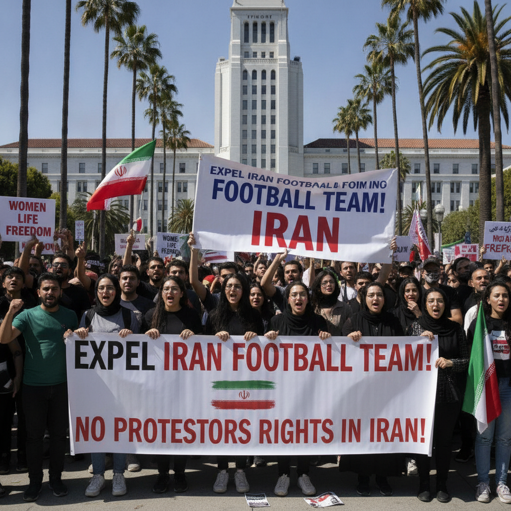 Refugiados Iraníes en Los Ángeles Claman por la Exclusión del Equipo de Irán del Mundial
